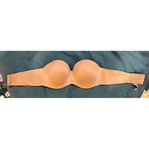 victoria secret bra Lined strapless size 34 D Nude Beige color Pre Owned